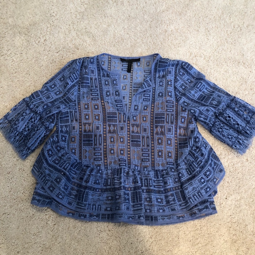 BCBG Immane Geo Ruffled Top - Picture 2 of 2